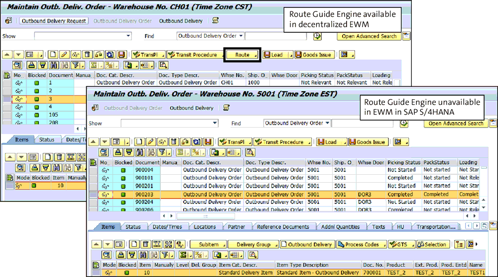 Availability and Unavailability of the Routing Guide Engine in SAP S/4HANA Embedded EWM