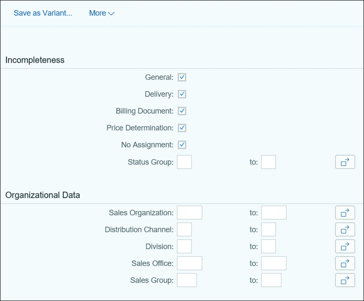 List Incomplete Contracts Selection Screen