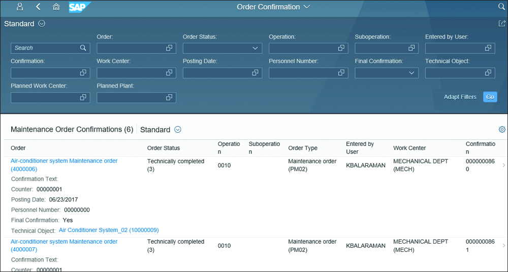 Maintenance Work Order Confirmation App