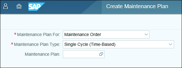 Create Maintenance Plan Initial Screen