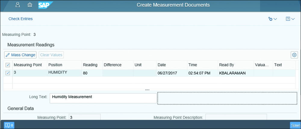 Create Measurement Document App Details Screen