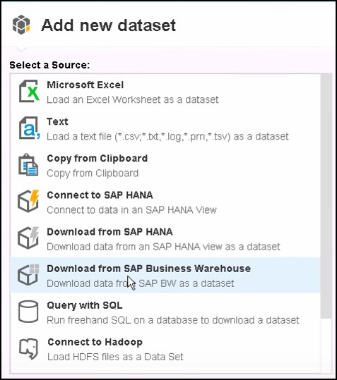 Choosing Download from SAP Business Warehouse