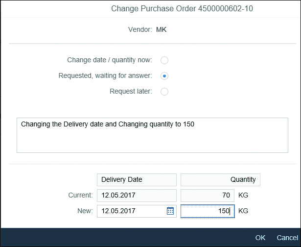 Change Purchase Order Option Proposed by the System