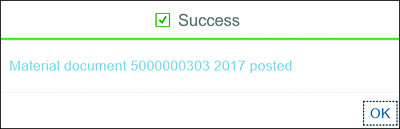 The Message Received When a PO Receipt Is Completed Correctly