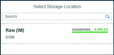 Storage Location Dropdown