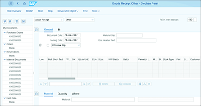 Post Goods Movement: Initial Screen