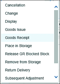 Post Goods Movement AppPost Goods Movement app: Executable Actions