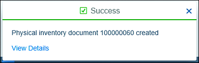 Physical Inventory Document Created