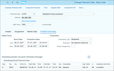 Change Planned Order Detailed Scheduling Tab