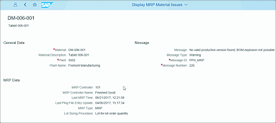 Display MRP Material Issues App