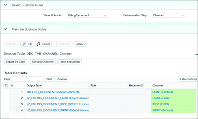 Output Management Maintenance Completed via BRFplus Rules