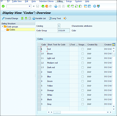 Catalog Types with Code Group and Codes