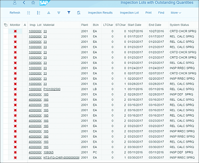 Inspection Lot Output