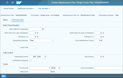 Create Maintenance Planning Details Screen