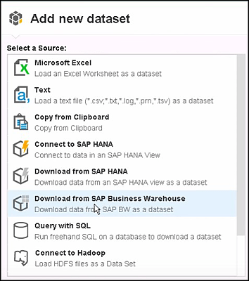 Choosing Download from SAP Business Warehouse