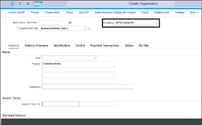 Business Partner General Data Creation with Business Partner Grouping