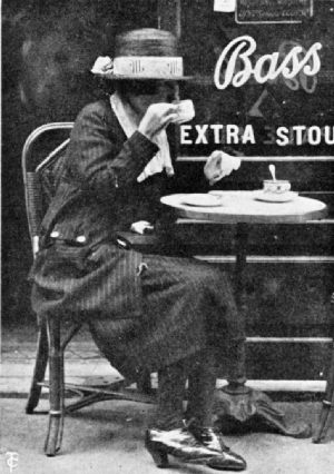 Morning Coffee in Front of a Boulevard Café, Paris, with a British Background