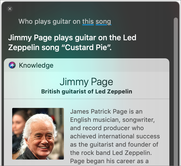 Figure 41: Siri can answer many questions about songs.