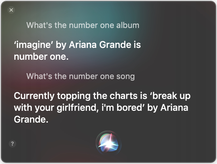 Figure 42: Siri can keep you up to date with the hits.