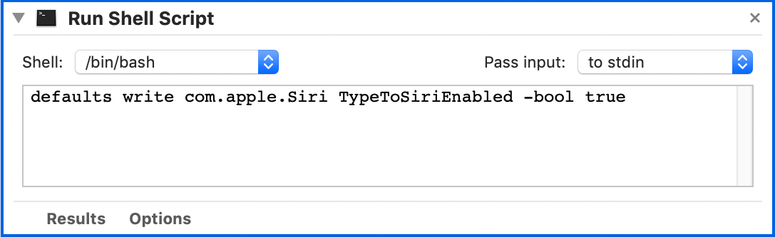 Figure 67: Here’s the finished TypeToSiri ON workflow in Automator.