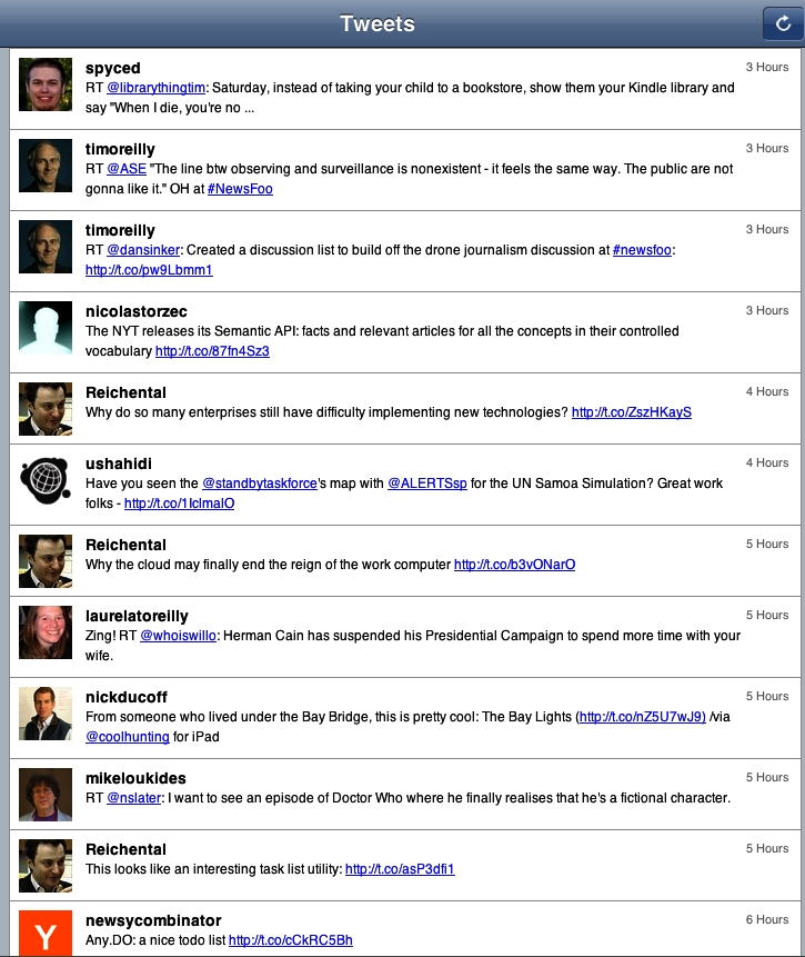 Tweet Relevance displays tweets from a user’s home timeline in typical fashion.