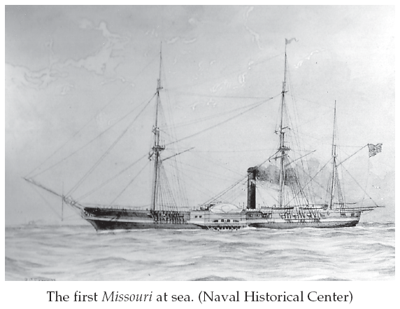 Image: The first Missouri at sea. (Naval Historical Center)