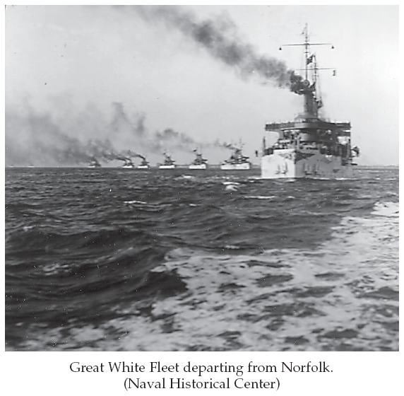 Image: Great White Fleet departing from Norfolk. (Naval Historical Center)