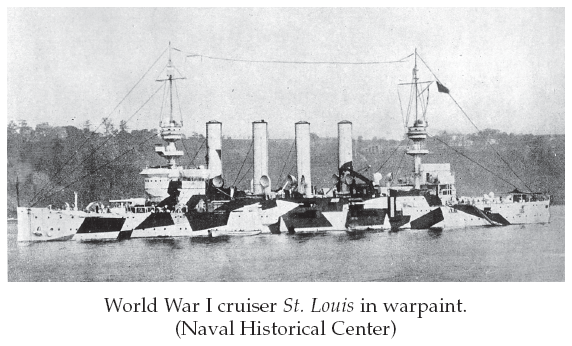 Image: World War I cruiser St. Louis in warpaint. (Naval Historical Center)