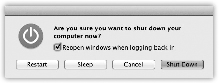 Once the Shut Down dialog box appears, you can press the S key instead of clicking Sleep, R for Restart, Esc for Cancel, or Return for Shut Down.