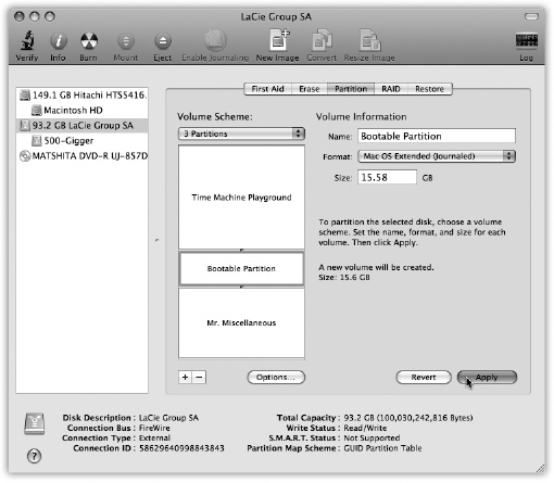 Partitioning your drive with Disk Utility no longer involves erasing it completely. Select the drive you want to partition from the list on the left, and then click the Partition tab. Click the button for each new partition you want.Now drag the horizontal dividers in the Volumes map to specify the relative sizes of the partitions you want to create. Assign a name and a format for each partition in the Volume Information area, and then click Apply.