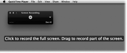 This message appears when you tap the Record button. If you just click to start recording, you’ll capture the entire monitor. But if you drag first, defining a rectangle, you’ll capture only that area.