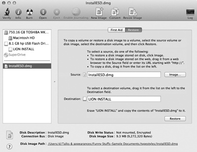 This is what the setup should look like in Disk Utility just before you actually create the installation disk.