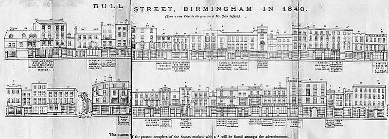 Bull Street, Birmingham in 1840