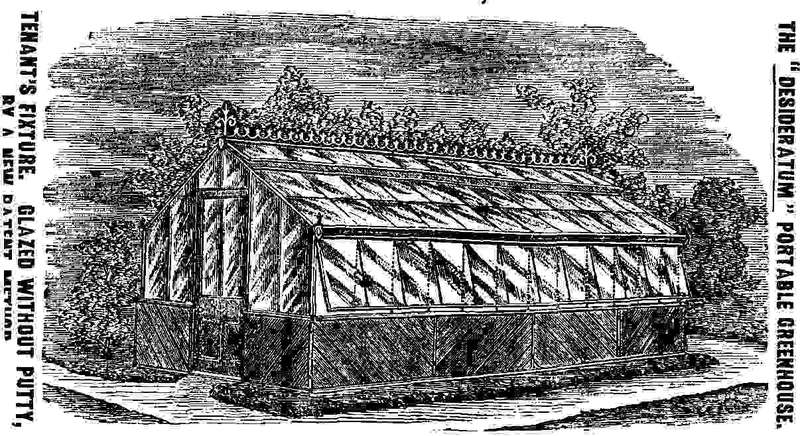 THE portable greenhouse fixture. glazed without by a new patent