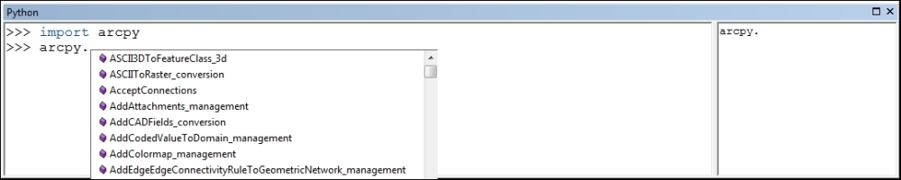 Displaying the ArcGIS Python window