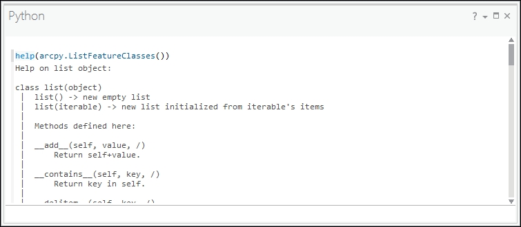 Using the new Python window in ArcGIS Pro