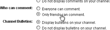 Safeguard against spam by friends-locking your channel comments.