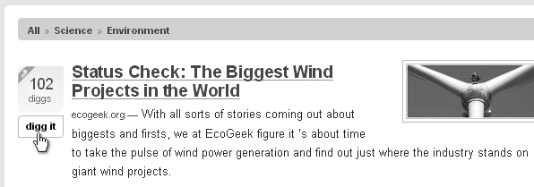Digging bookmarks on Digg will help push the article onto the front page.