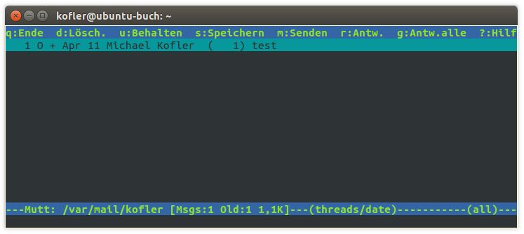 Der E-Mail-Client Mutt in einem Terminalfenster