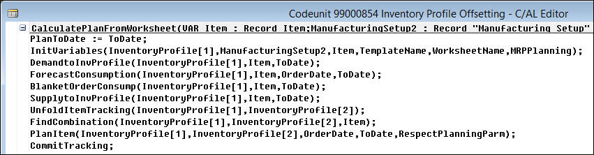 Inventory profile offsetting