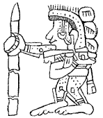 Fig. 385. The god with the banded face, from the Codex Troano.