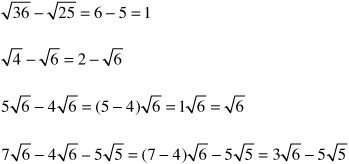 Subtraction of Radicals