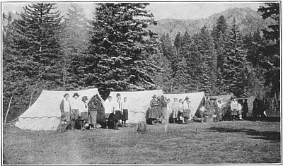 In high and dry Colorado, wall tents without floors, and put up with ground pegs can suffice.