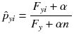 $$ {\hat{p}}_{yi} = \frac{F_{yi} + \alpha\ }{F_y + \alpha n\ } $$