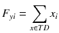 $$ {F}_{yi} = {\displaystyle \sum_{x\in TD}}{x}_i $$