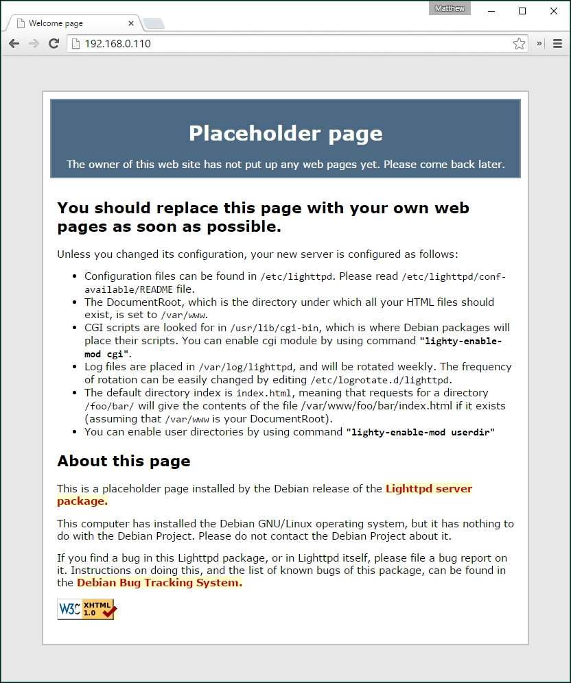 Installing the web server
