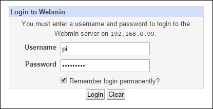 Accessing Webmin locally