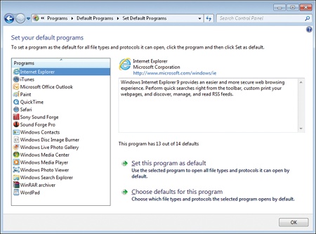 Configuring default programs