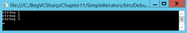 Command prompt window of displaying three codes: string 1, string 2, and string 3.