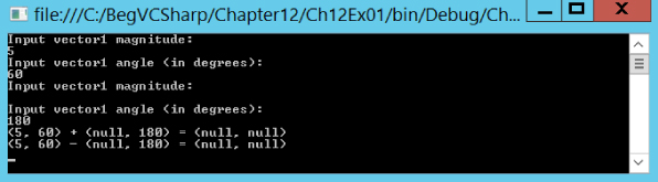 Command prompt window as in Figure 12-1 displaying Input vector1 magnitude without input value.